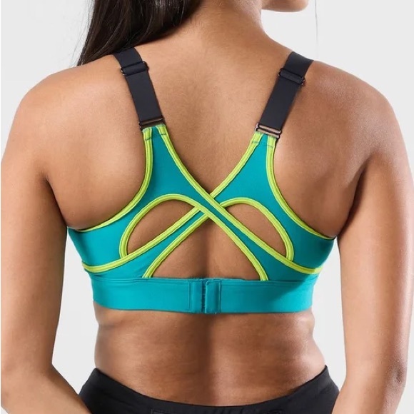 Under Armour Women's UA Infinity High‎ Crossover Sports Bra Size Small Teal Lime - Picture 2 of 7